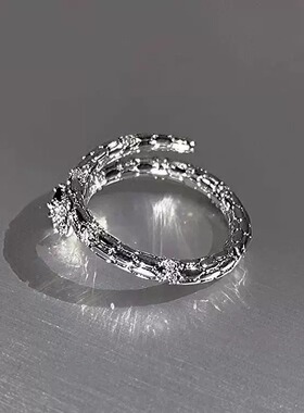 灵蛇戒指女简约时尚小众设计感生肖S925镀银开口指环ins食指戒潮