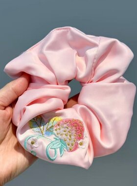 法式甜美刺绣花朵大肠发圈发绳