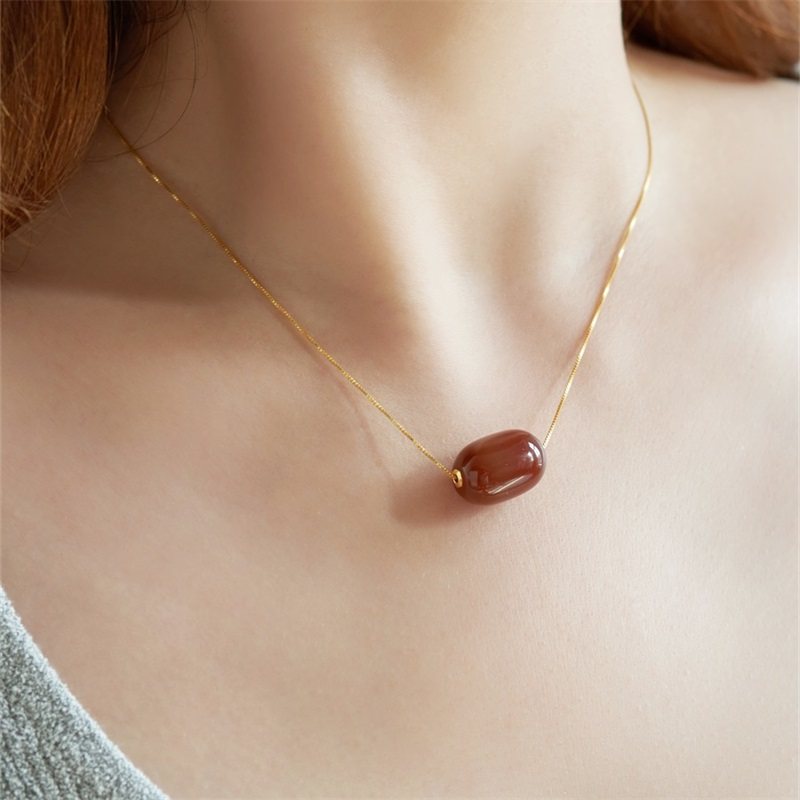 南京博物馆文创首饰鸿运当头相思红豆玛瑙项链创意节日礼品礼物