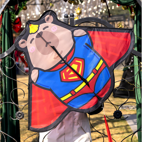 2026 New Internet Celebrity Cartoon Kapibala Flying Superman Kite Breeze Easy to Fly Children's Handheld Adult Only