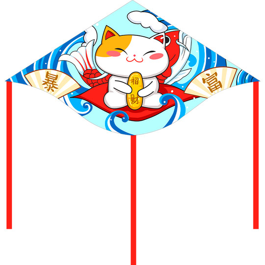 2025新款风筝网红卡通招财猫微风易飞手持线轮盘小儿童大人专用型