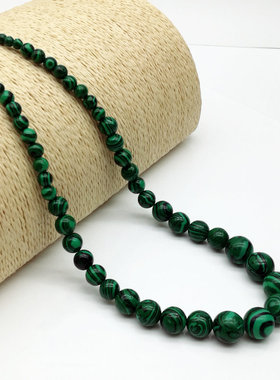 圆形绿孔雀石塔珠项链 DIY手工串珠项链4-12mm