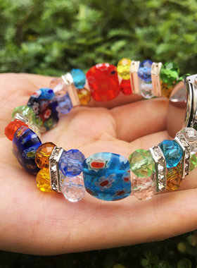 多彩琉璃中号千花手链表女士潮流七彩色吉祥镶钻手表学生时尚休闲