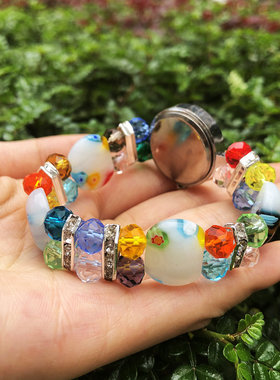 跨境彩色白色千花琉璃手镯串珠花朵手链欧美外贸个性新款手链饰品