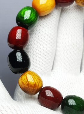 琥珀木手串满油全透多宝珠血龙木男手串长白山北沉香男女文玩佛珠