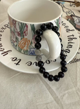 手串小众天然黑玛瑙手串叠戴水晶手链情侣款新中式原创手作设计