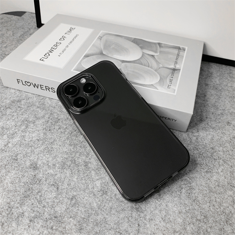 新款墨水黑灰色适用苹果15透明手机壳iPhone15pro高级感15promax简约14pro全包防摔13硅胶软壳12保护套11男女-图0