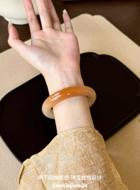 纯天然黄龙玉手镯金丝玉镯子女
