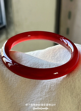 「车厘子红」精品本命年深红玛瑙手镯新款高品质圆条时尚女款送礼