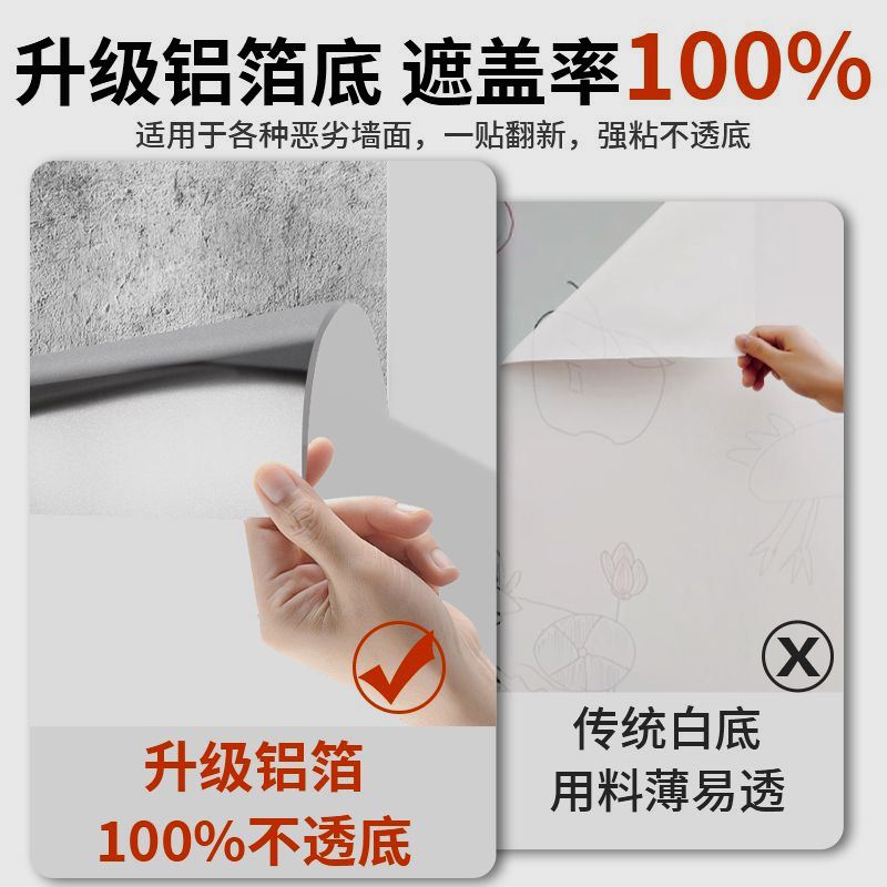 高级感高档墙纸自粘墙壁家用加厚贴纸防水防潮大面积全铺卧室墙面-图3