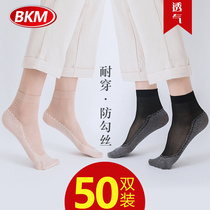 Silk Socks Feminine Slim cotton bottom Short Sox Wearable anti-seduces Crystal Socks Woman summer Black Complexe Wire summer