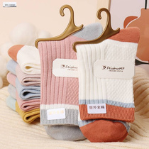 Socks Lady Autumn Winter Thickened Warm Mid-Barrel Women Socks College Wind Minimis Colorful women socks Pure cotton in pure cotton