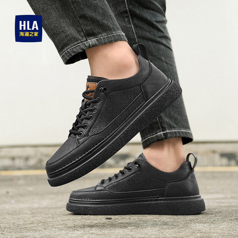 海澜之家男鞋2025新款板鞋商务皮面潮流时尚加绒英伦鞋子休闲皮鞋,淘宝优惠券,粉丝福利购,淘宝优惠卷