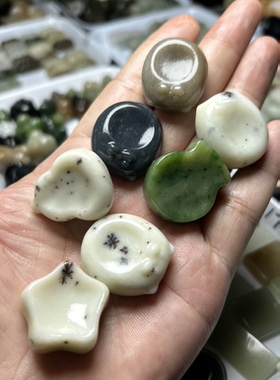 天然和田玉白玉桂花糕胖嘟嘟搓搓猫猫葫芦拇指搓手搓吊坠提溜挂件