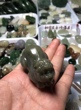 天然和田玉新疆且末料料立体貔貅手链坠手把件包挂茶宠家财万贯