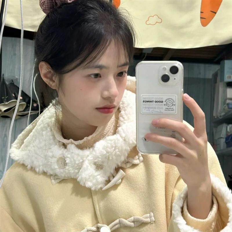 高级感牛角扣毛呢子外套女秋冬季2025新款慵懒风大衣小个子中长款,淘宝优惠券,粉丝福利购,淘宝优惠卷