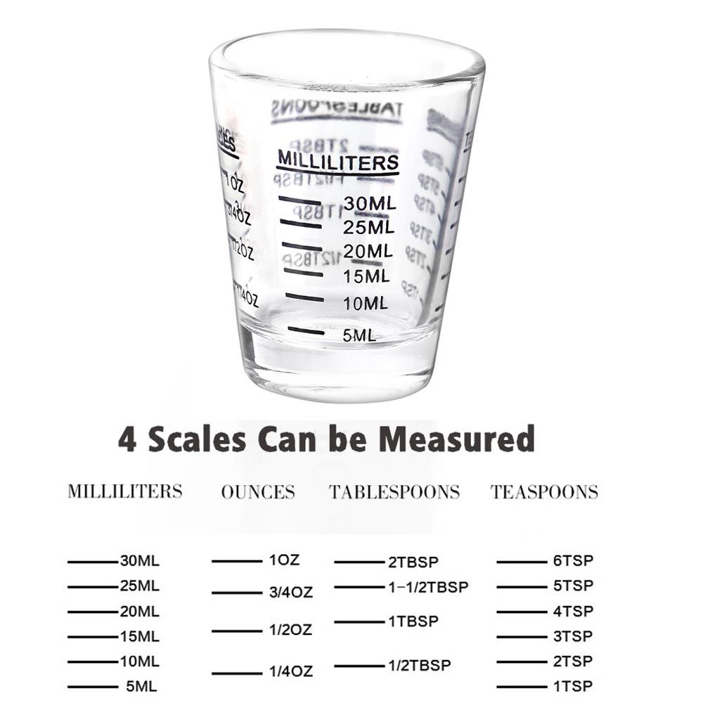 玻璃带刻度盎司杯 30ml小玻璃量杯双计量咖啡烘焙安士杯测量定制-图1