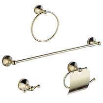 Zircon Golden Round Chassis Single Pole Bathroom Hardware Pendant Toilet Paper Rack Towel Ring Hanging Clothes Hook four pieces of cover G68-41