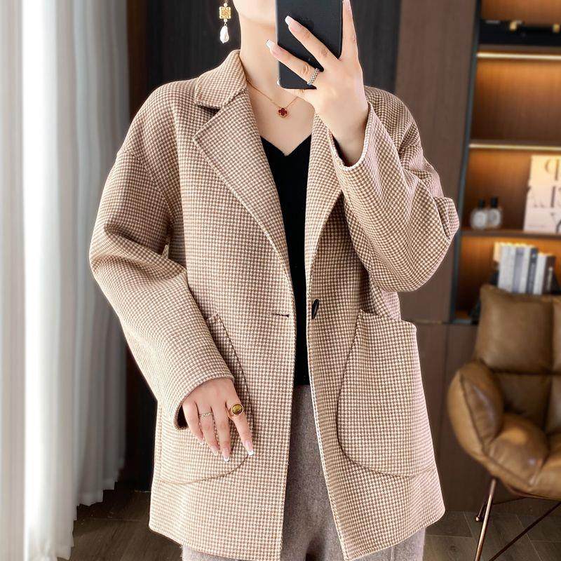 羊毛双面呢羊毛大衣女士短款气质韩系冬季一粒扣宽松毛呢子外套女,淘宝优惠券,粉丝福利购,淘宝优惠卷