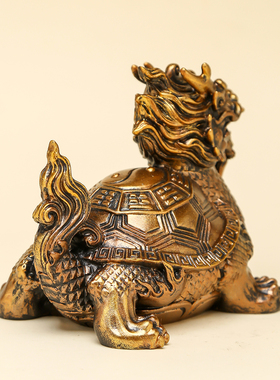 苏小瓷 仿铜款招财龙龟茶宠茶玩摆件禅意室内客厅装饰桌面摆件