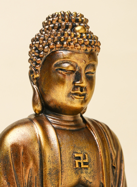 苏小瓷 仿铜款阿弥陀佛自在菩萨佛像禅意室内客厅装饰桌面摆件
