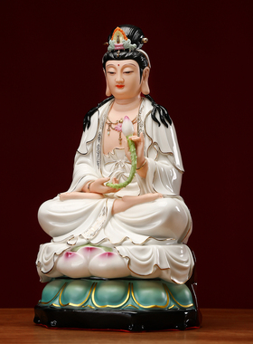 古莲大势至菩萨像陶瓷佛像供奉摆件大势至坐莲神像家用合家平安