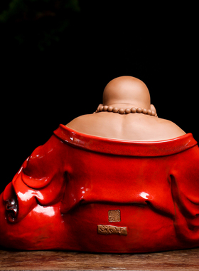 弥勒佛摆件大肚开心佛菩萨招财家用客厅供奉笑佛佛像德化陶瓷