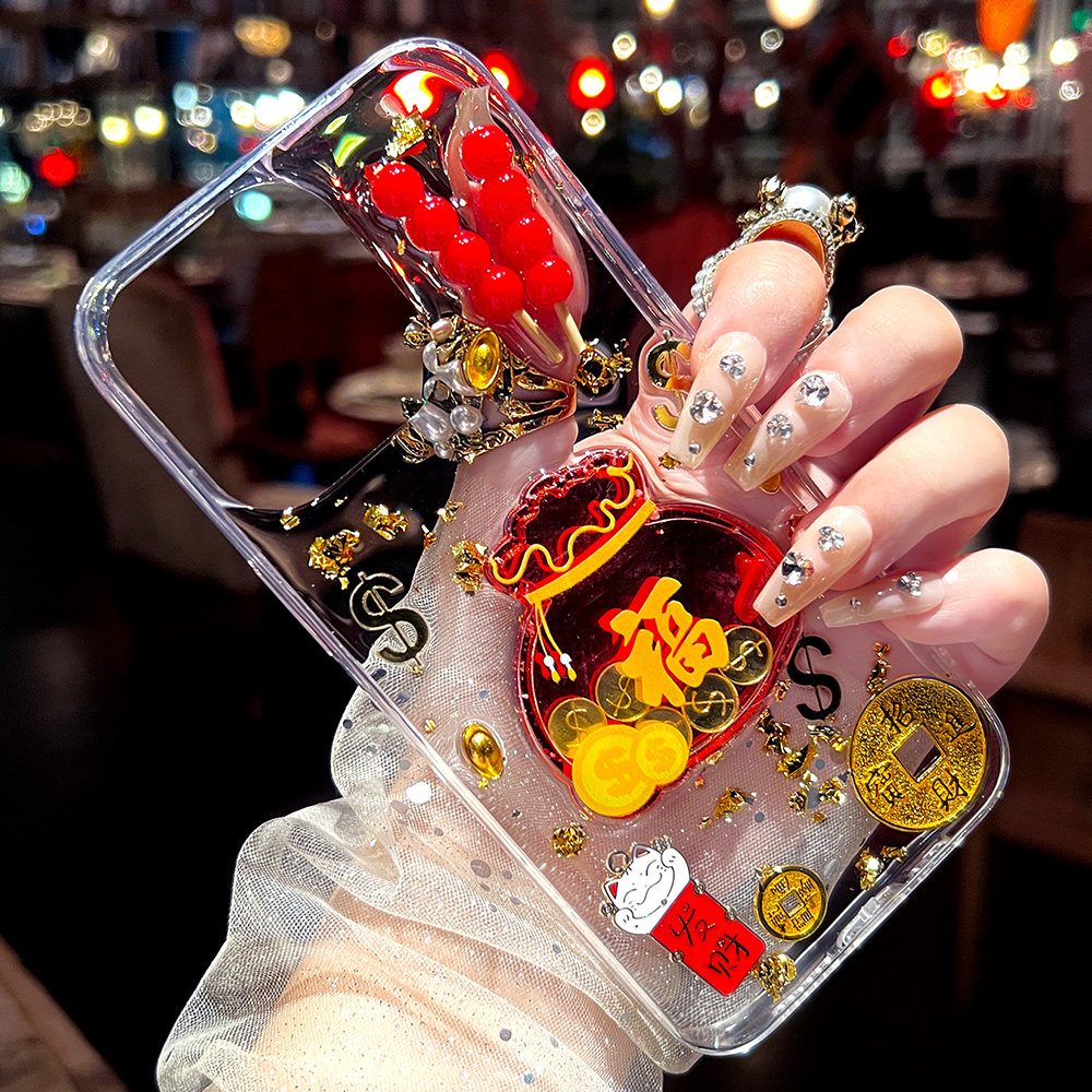 招财福袋苹果17原创iphone16promax新款手机壳15滴胶14金箔13防摔8plus透明xs保护套12mini女硅胶好运7se适用,淘宝优惠券,粉丝福利购,淘宝优惠卷