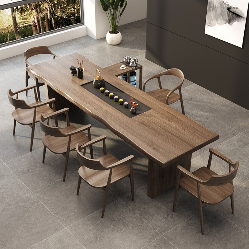 实木茶桌茶盘一体泡茶桌椅组合后现代简约办公室功夫茶台原木大板,淘宝优惠券,粉丝福利购,淘宝优惠卷