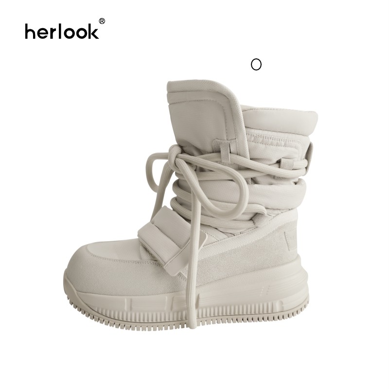 HERLOOK户外机能风雪地靴2025年新款女厚底增高防水加绒保暖棉靴,淘宝优惠券,粉丝福利购,淘宝优惠卷