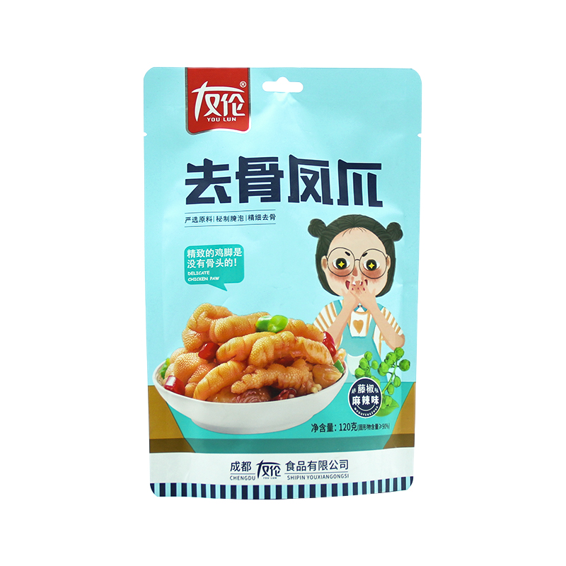 友伦去骨凤爪120g袋独立包装柠檬酸辣藤椒麻辣味无骨鸡爪休闲零食 - 图2