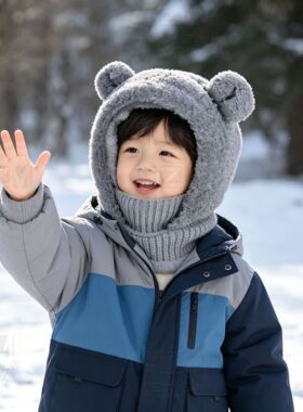 儿童男保暖护耳毛线帽骑行玩雪