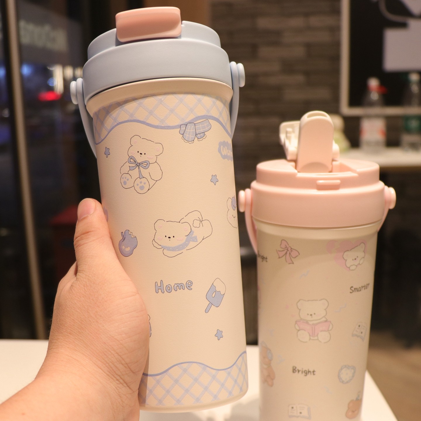 水杯保温杯男女新款2025高颜值女孩手提式便携咖啡杯子双饮吸管杯,淘宝优惠券,粉丝福利购,淘宝优惠卷