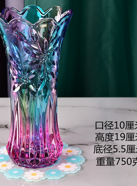 百合花专用花瓶水养大号玻璃花瓶摆件家用客厅简约现代透明插花干