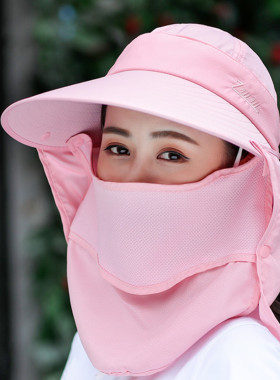 夏季女遮阳帽防紫外线大帽檐多功能防风护脸帽采茶帽