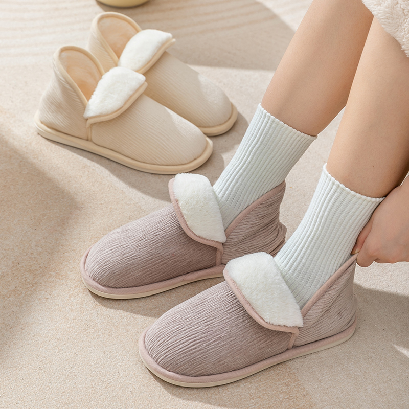 棉拖鞋女包跟秋冬季棉鞋冬天毛绒保暖室内家居家用厚底防滑月子鞋 - 图0