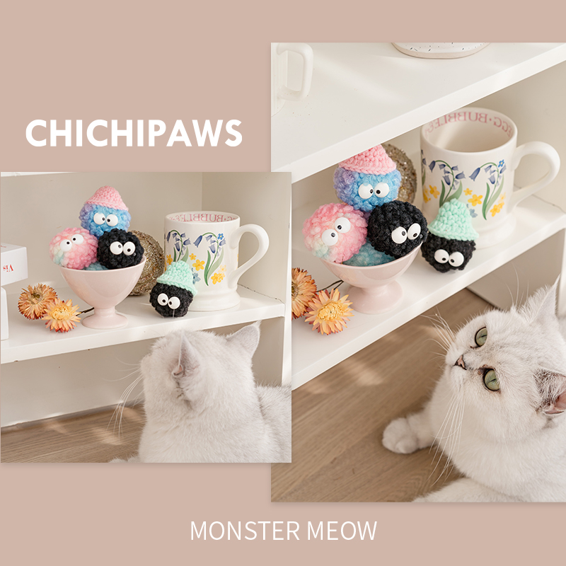 chichipaws猫咪绒球玩具可爱ins逗猫球自嗨玩耍解闷神器静音玩具 - 图0