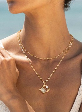 FETTERO欧美风简约金色爱心项链