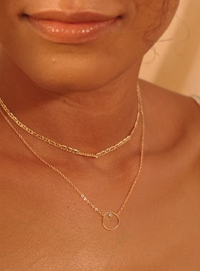 FETTERO原创圆圈方钻项链女