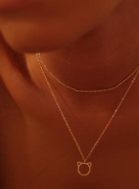 FETTERO原创设计猫头项链女