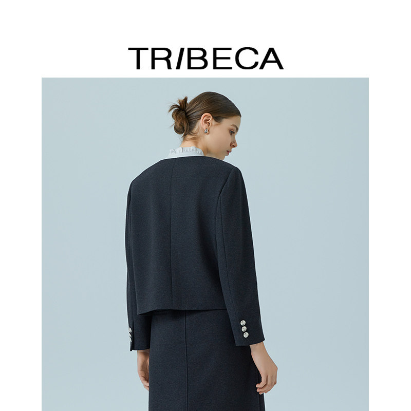 TRIBECA翠贝卡2025秋新款商场同款气质正肩通勤职业女短外套,淘宝优惠券,粉丝福利购,淘宝优惠卷