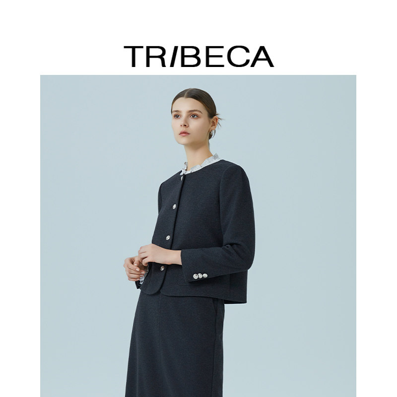 TRIBECA翠贝卡2025秋新款商场同款气质正肩通勤职业女短外套,淘宝优惠券,粉丝福利购,淘宝优惠卷