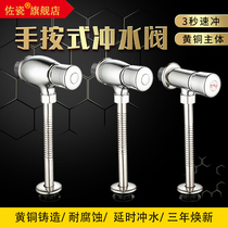 Diving collar full copper urinal flush valve hand press type small poop flush valve toilet urinal switch valve