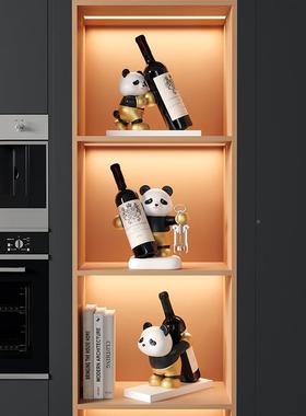 轻奢玄酒柜装饰品摆创意熊猫bj874-件酒架客厅电视柜软装工关艺品