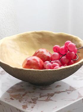 简约代收创意圆形荔枝路果盘纹摆件装饰家客厅餐桌茶几轻现奢NNQ