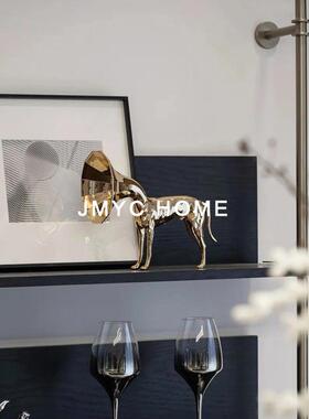 意式轻奢动房物电客镀喇叭狗软装样板电视柜件摆厅书房桌面PDR装