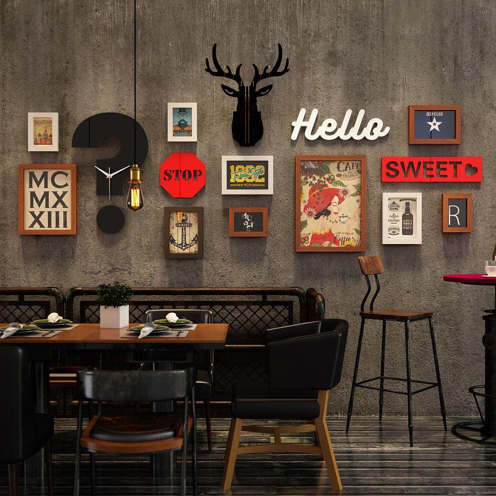 高分照古子_装227272工业风片墙鹿头钟表组合相框饰画复可换相片,淘宝优惠券,粉丝福利购,淘宝优惠卷