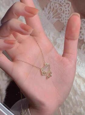 S925纯银玉髓如意平安锁项链女轻奢小众新款高级感锁骨链气质颈链