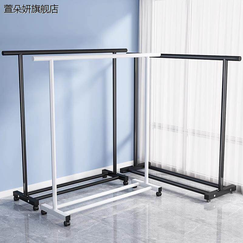 服装店展示架落地式挂衣架带轮水管晾衣架可移动服装架钢管龙门架 - 图0