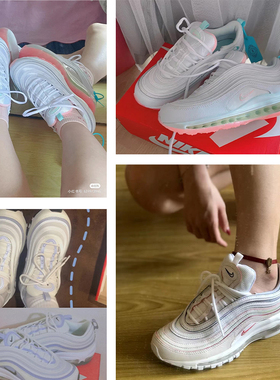 airmax97金银子弹鞋带粉黑白金银